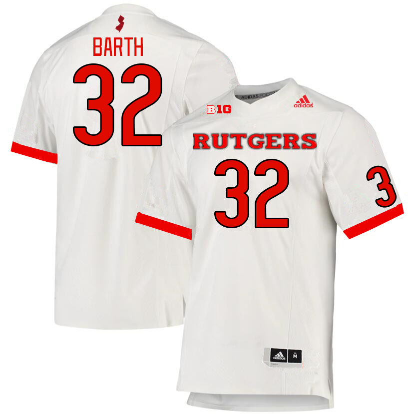 Men #32 Charlie Barth Rutgers Scarlet Knights College Football Jerseys Stitched Sale-White - Click Image to Close